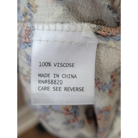 Cynthia Rowley Blouse Women's Large Multicolor Viscose Floral Boho Peasant Top - Picture 10 of 12